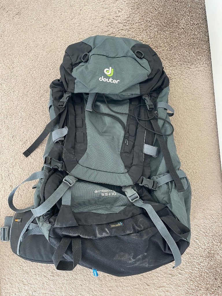 Deuter aircontact Variflex 55+10 & Regenhoes., 40 cm of meer, Zo goed als nieuw, 60 cm of meer, Ophalen