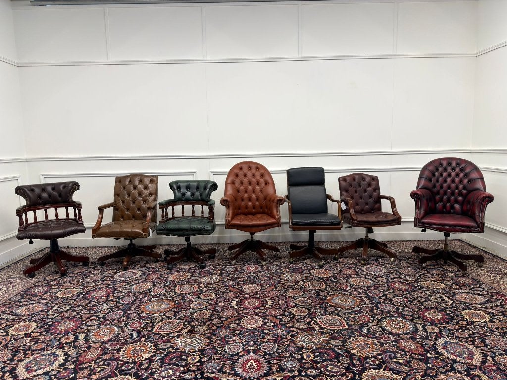 Diverse Engelse Chesterfield bureaustoelen van leer, Huis en Inrichting, Bureaustoelen, Ophalen, Gaming bureaustoel, Bruin, Zo goed als nieuw