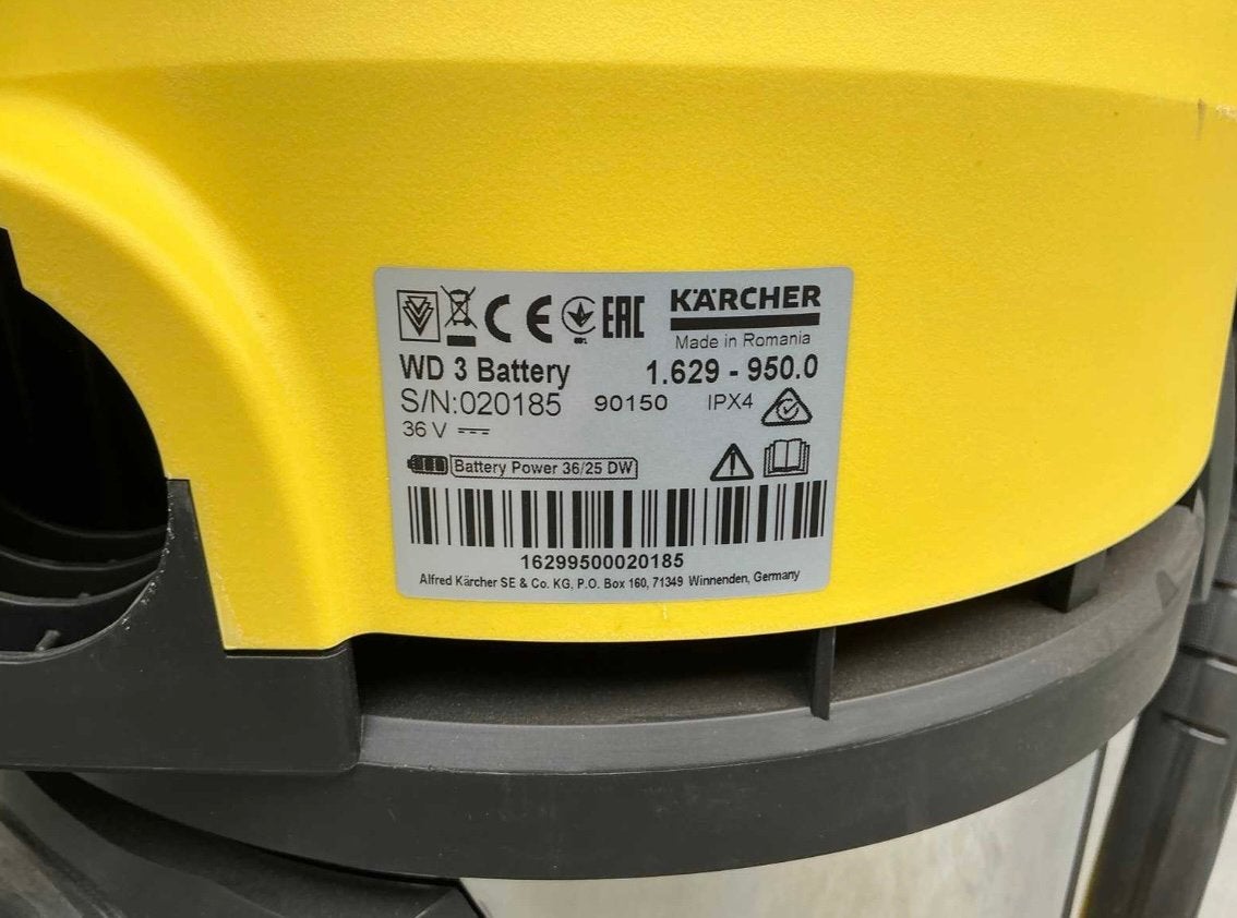 Karcher WD3 alleszuiger / waterstofzuiger 36V excl accu, Ophalen, Zo goed als nieuw