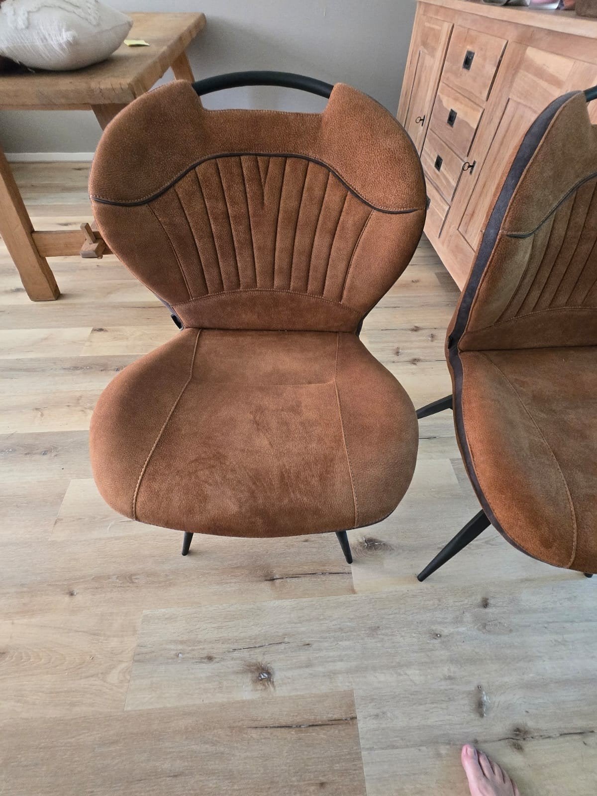 5 cognac stoelen, Huis en Inrichting, Ophalen, Zo goed als nieuw, Bruin