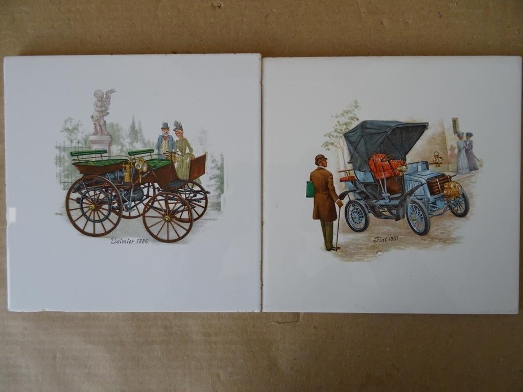 Vintage Mosa tegel Daimler 1886 en Fiat 1901 19euro per stuk, Ophalen of Verzenden