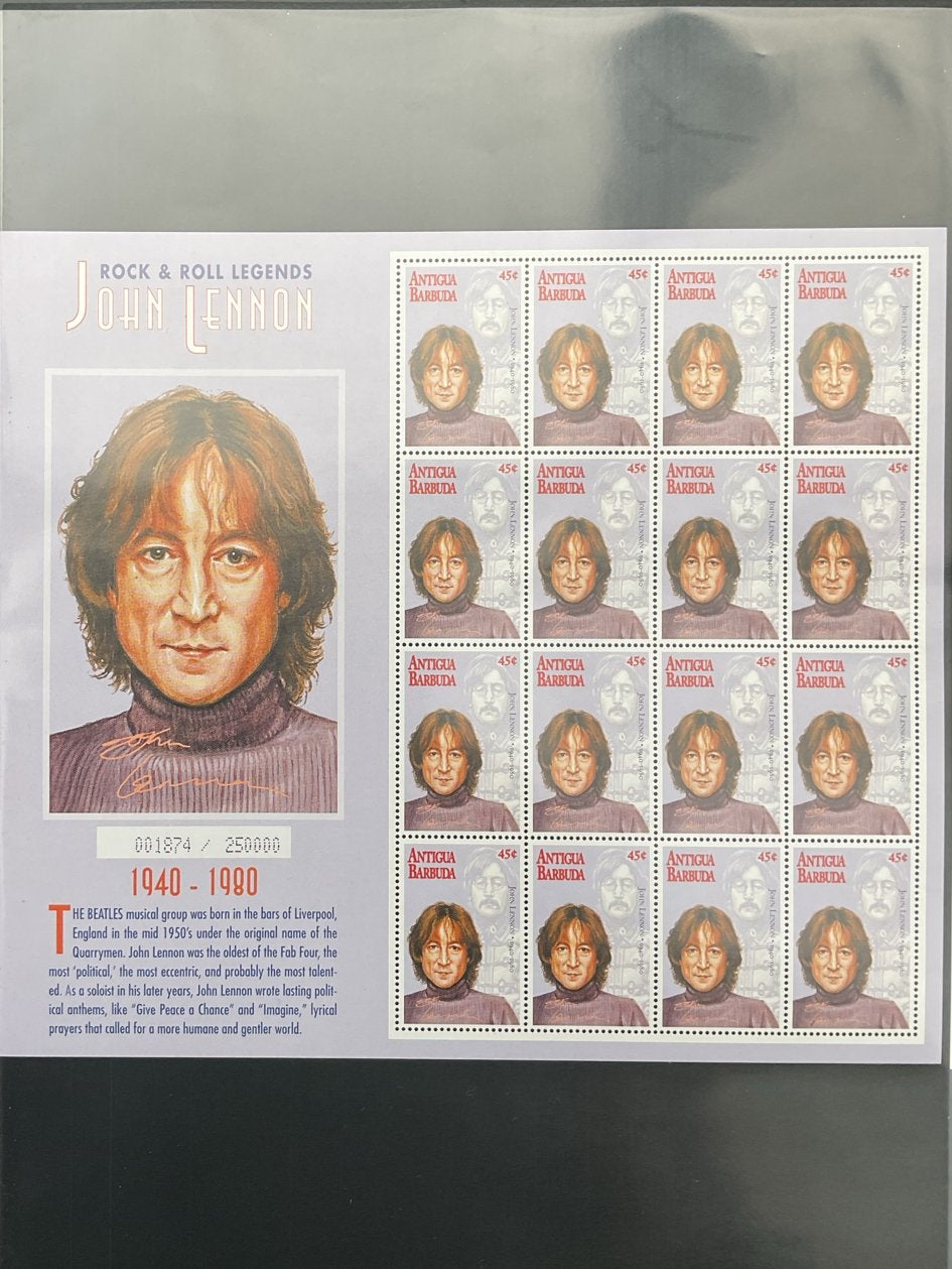 John Lennon postzegelvel - Rock & Roll Legends, Ophalen of Verzenden, Postfris, Overige thema's