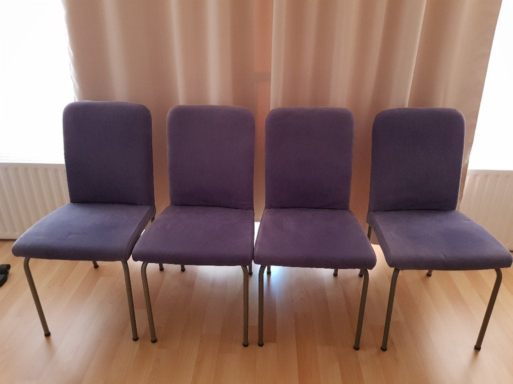 Eetkamerstoelen (x4), Huis en Inrichting, Stoelen, Ophalen, Gebruikt, Blauw, Vier