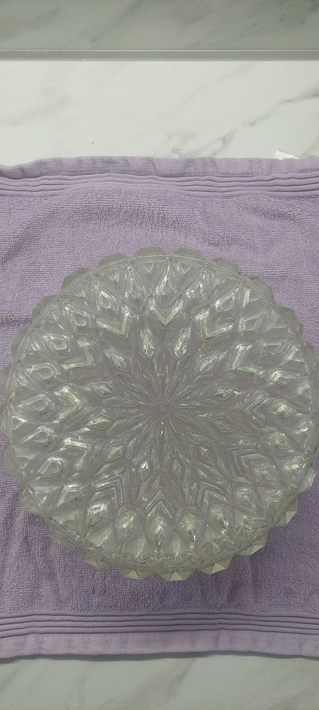 Vintage glazen plafondlamp met E27 fitting, Ophalen, Gebruikt, Vintage, 25 cm