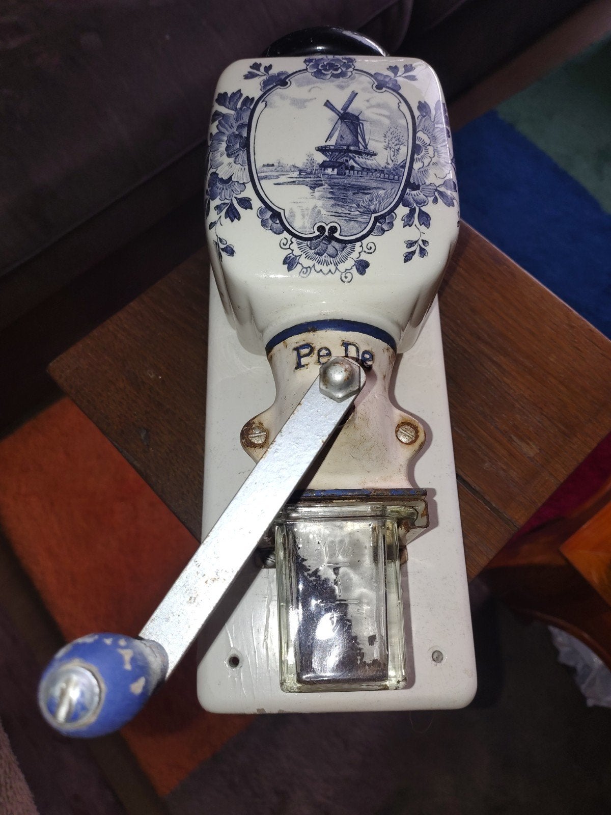 Werkende en complete PeDe koffiemolen met Delfts blauw decor, Ophalen of Verzenden