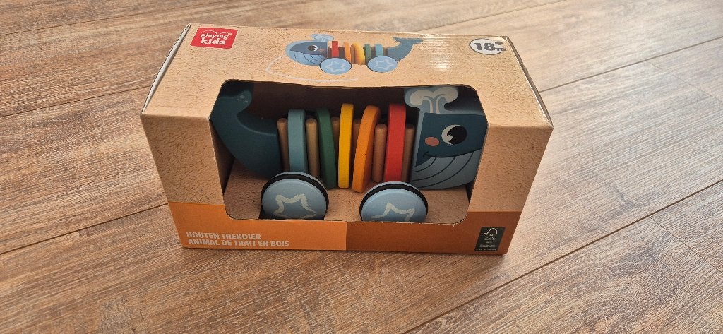 Houten Walvis Trekdier, Ophalen of Verzenden, Nieuw, Duw- of Trekspeelgoed