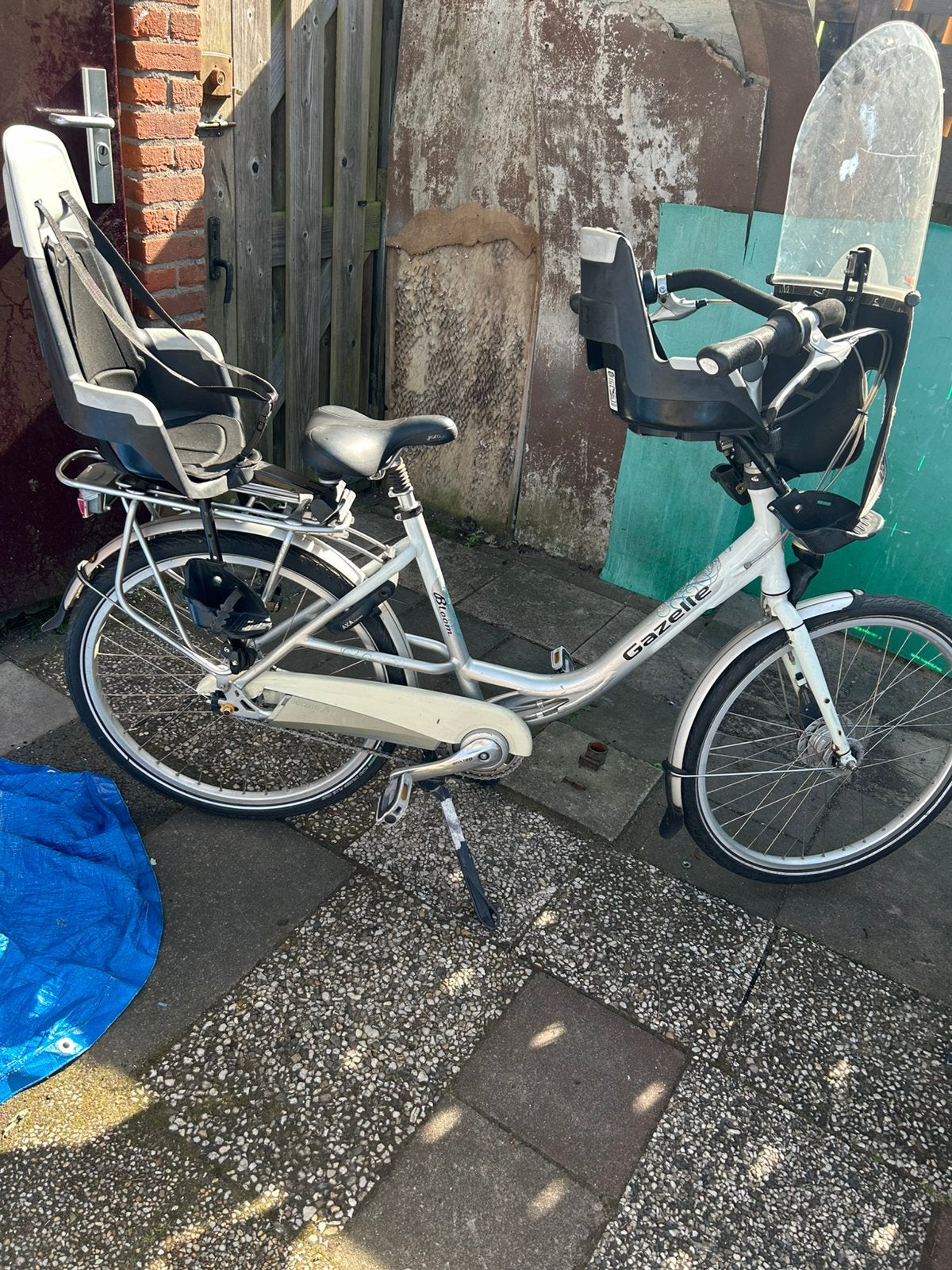 Moederfiets, Fietsen en Brommers, Fietsen | Dames | Moederfietsen, Zo goed als nieuw, Gazelle, 47 tot 50 cm, 2 zitjes, Dubbele standaard