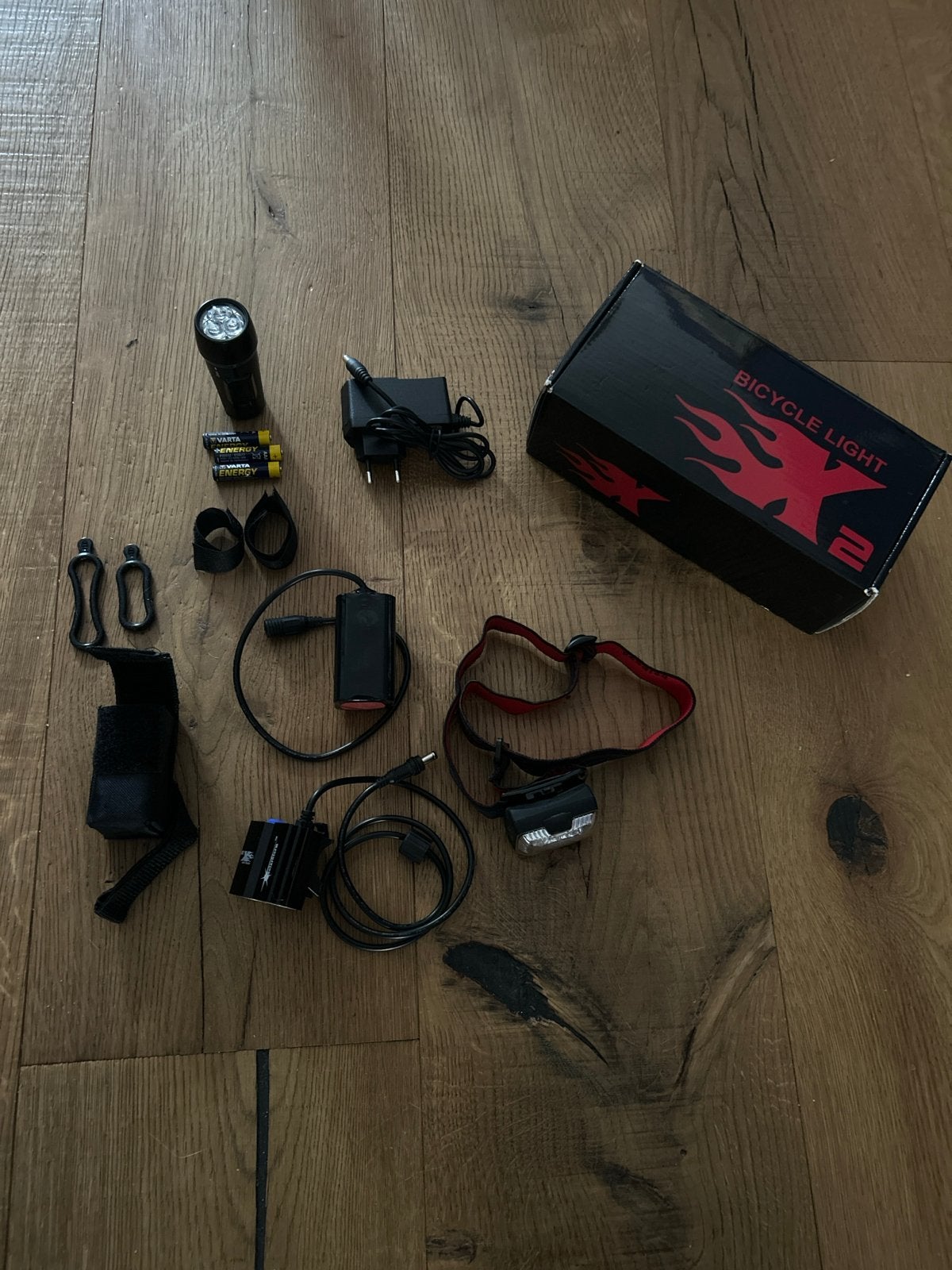 Fietsverlichtingsset met hoofdlamp en zaklamp, Verlichtingsset, Ophalen of Verzenden, Accu, Oplaadbaar