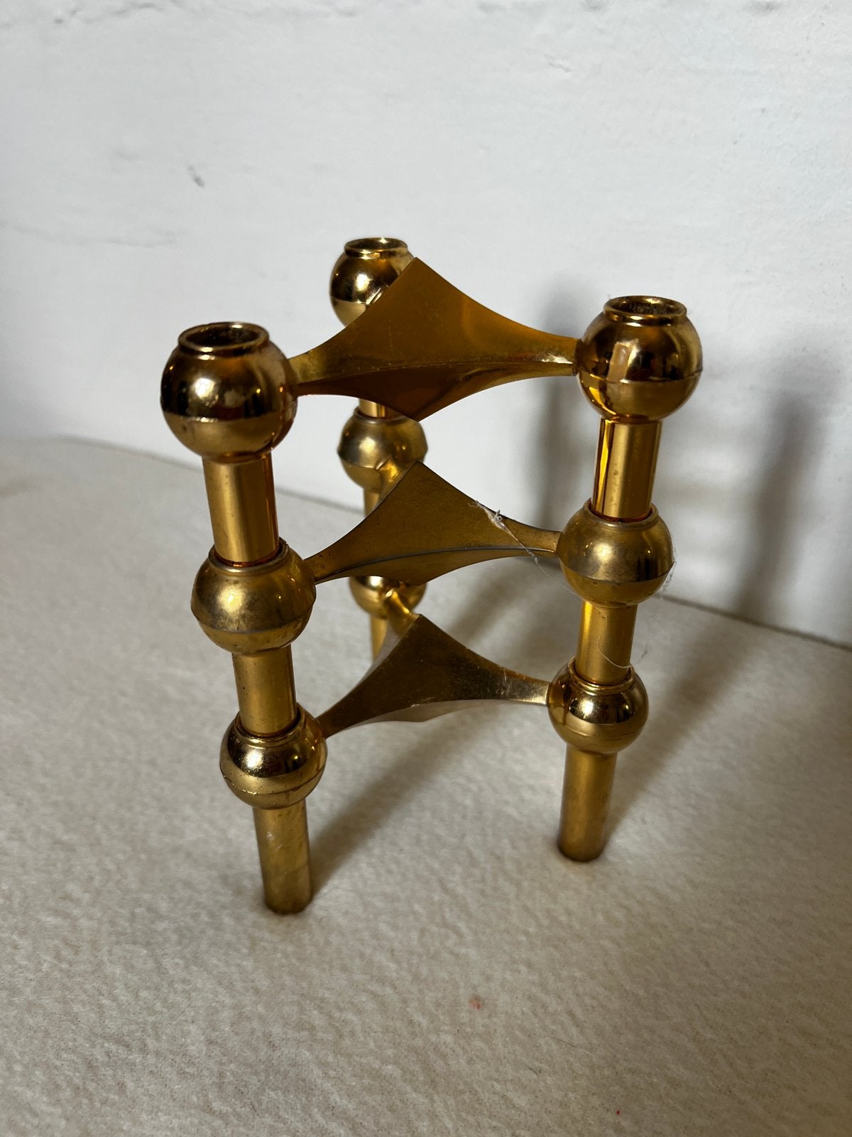 Iconische Stoff en Nagel modulaire kandelaar Goudkleurig., Antiek en Kunst, Ophalen of Verzenden, Goud