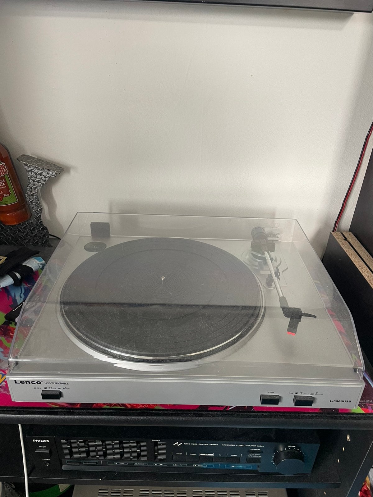 Platenspeler + Versterker: Lenco L-3866 USB + Philips FA564, Philips, Gebruikt, Automatisch, Ophalen of Verzenden