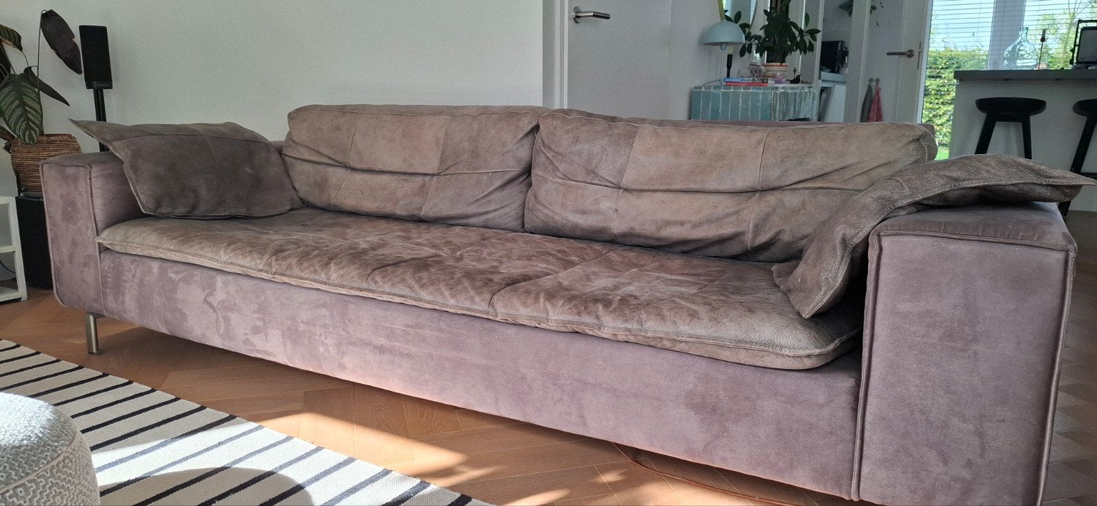 Stoere XOOON 3,5-zitsbank | buffelleder en suede., Ophalen, 250 tot 300 cm, Gebruikt, 75 tot 100 cm