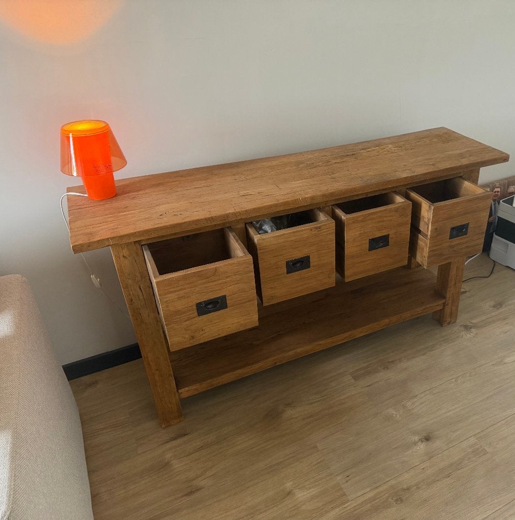 Side tafel, Huis en Inrichting, Tafels | Sidetables, Ophalen, Gebruikt, 100 tot 150 cm, Rustiek