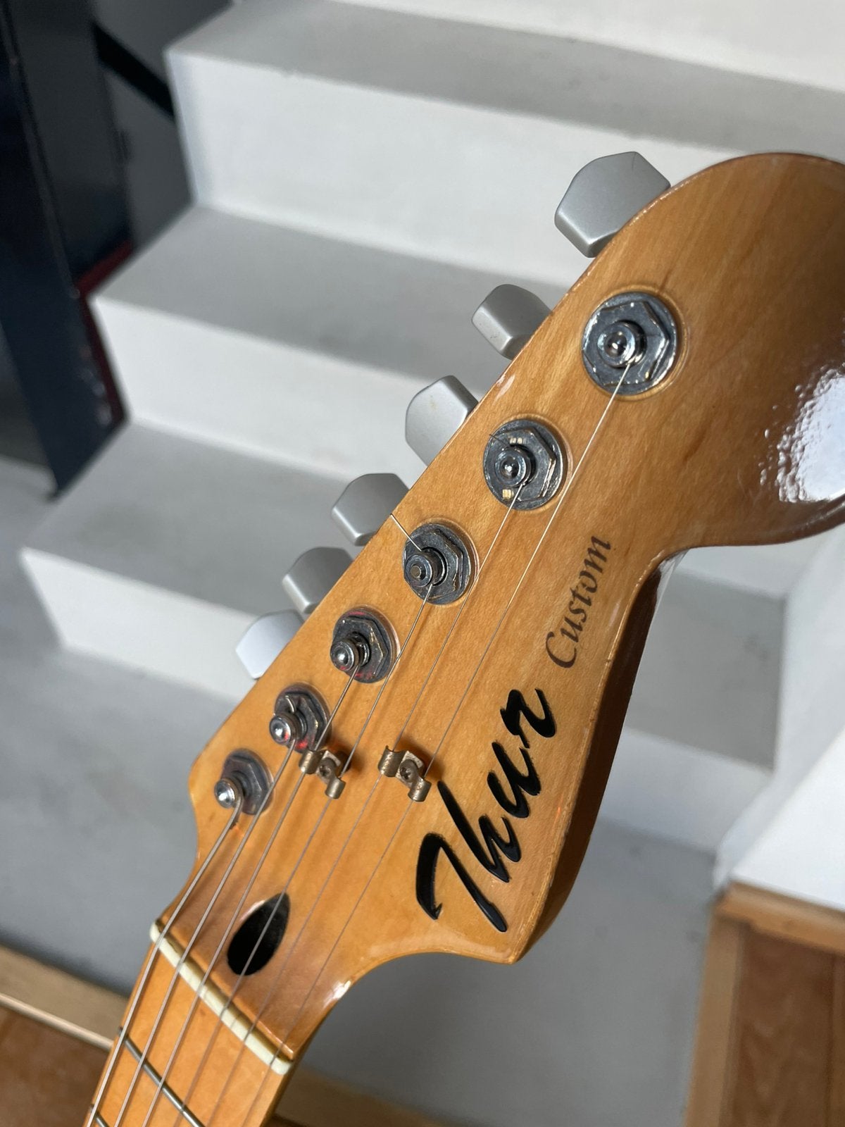 Thur Custom stratocaster - Capri Orange- HSS, Ophalen, Gebruikt, Solid body, Overige merken
