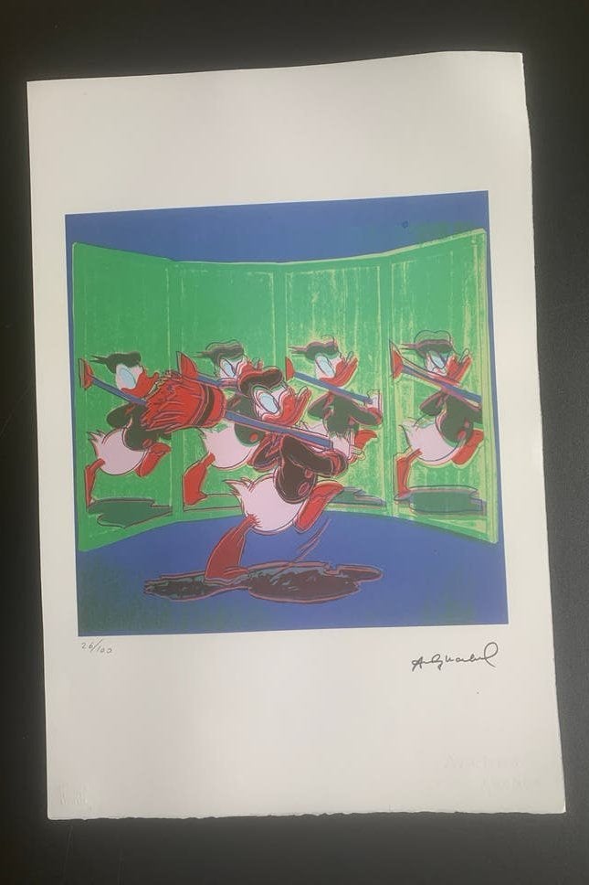 Andy Warhol - Donald Duck (uit Myths serie), Gelimiteerde oplage, Ophalen of Verzenden, Personages en Fantasiefiguren, Lithografie