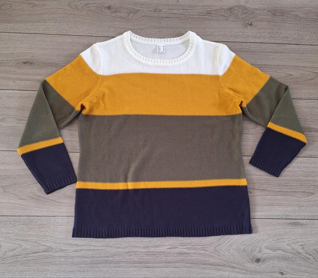 Dames colourblock trui xxl 44 okergeel blauw groen, Ophalen of Verzenden, Zo goed als nieuw, Maat 42/44 (L), Blauw