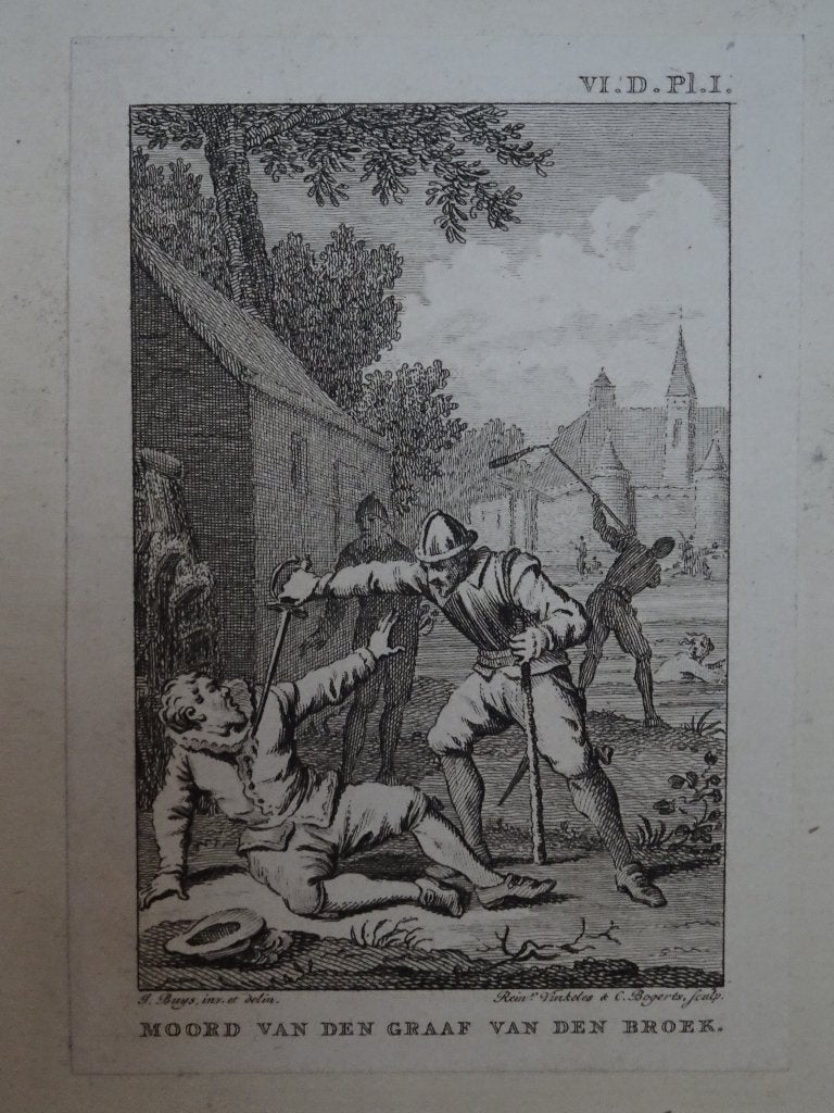 gravure moord van de graaf van den broek, Vinkeles, 18e eeuw, Dagelijks leven, Verzenden, Gravure, Origineel