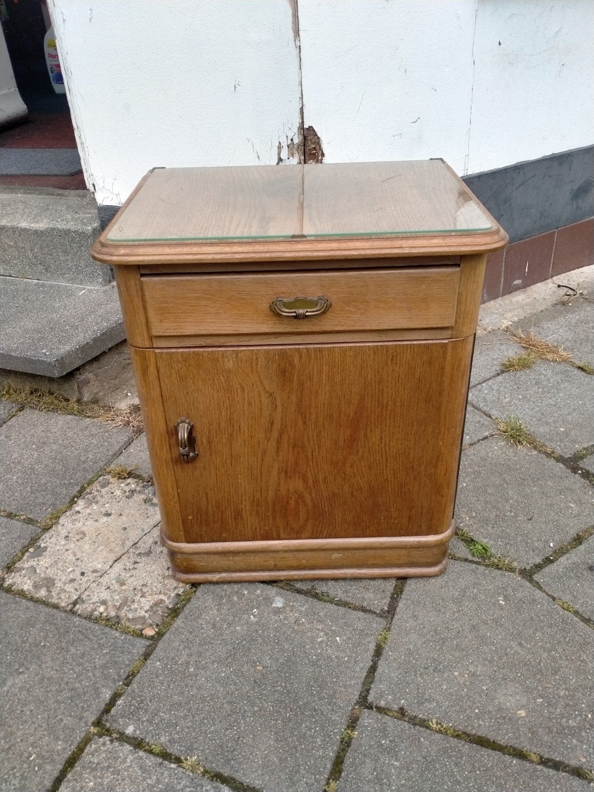 Oud nachtkastjes met lade, Huis en Inrichting, Slaapkamer | Nachtkastjes, Ophalen of Verzenden, Minder dan 45 cm, Minder dan 55 cm