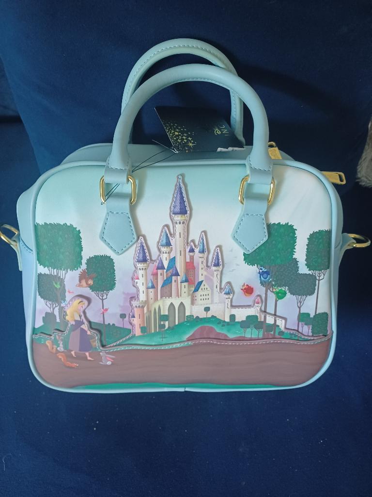 disney loungefly doornroosje, sleeping beauty met kasteel, Verzenden, Overige figuren, Nieuw, Tas, Koffer of Zak