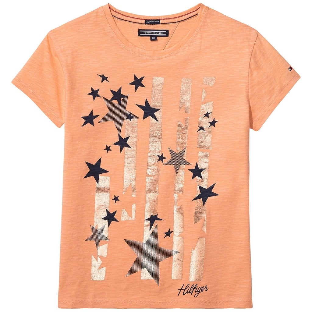 Tommy Hilfiger oranje t-shirt shirt Sterren print maat 164, Meisje, Nieuw, Ophalen of Verzenden, Tommy Hilfiger
