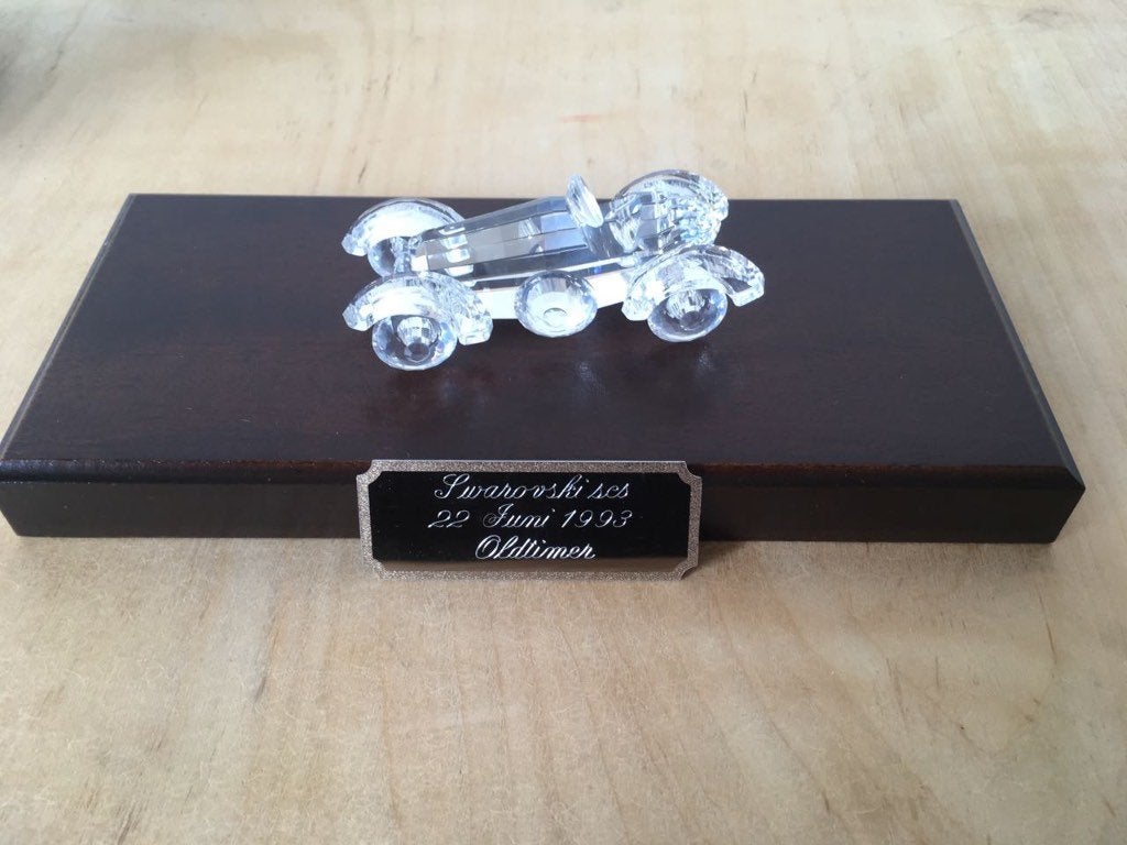 Swarovski Oldtimer op houten display, Verzamelen, Ophalen of Verzenden, Zo goed als nieuw, Figuurtje