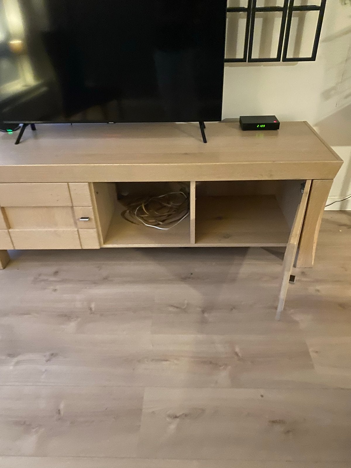 Robuust Audio Meubel / TV-meubel - Eikenhout Look, Ophalen, Gebruikt, 150 tot 200 cm, Minder dan 100 cm