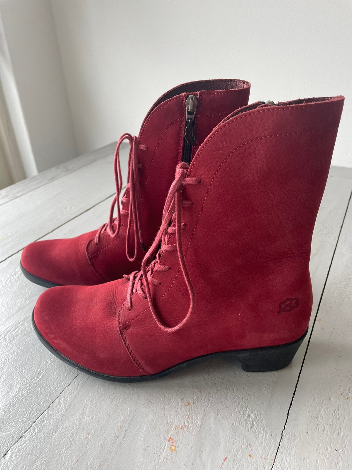 Leren laarsjes van Loints of Holland maat 38., Kleding | Dames, Verzenden, Lage of Enkellaarzen, Zo goed als nieuw, Rood