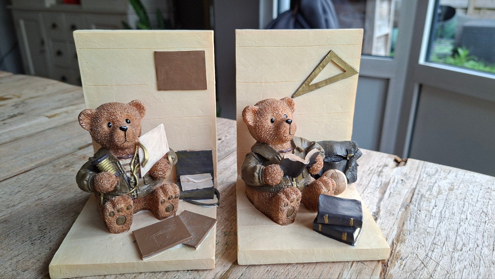 Vintage Beren Boekensteunen (Set van 2) - Schoolthema, Huis en Inrichting, Woonaccessoires | Overige, Vintage, Gebruikt, Meerkleurig