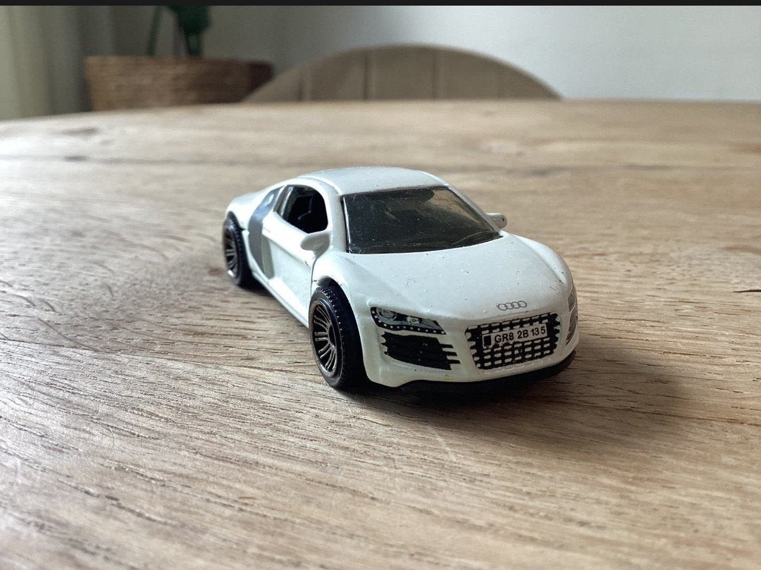 Matchbox Audi R8 2007 Wit 1:64 – MB726 – Mattel 2019, Ophalen of Verzenden, Gebruikt, Auto