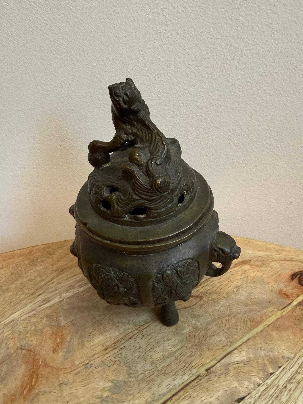 Antieke bronzen wierookbrander met drakenmotief, Antiek en Kunst, Ophalen of Verzenden, Brons