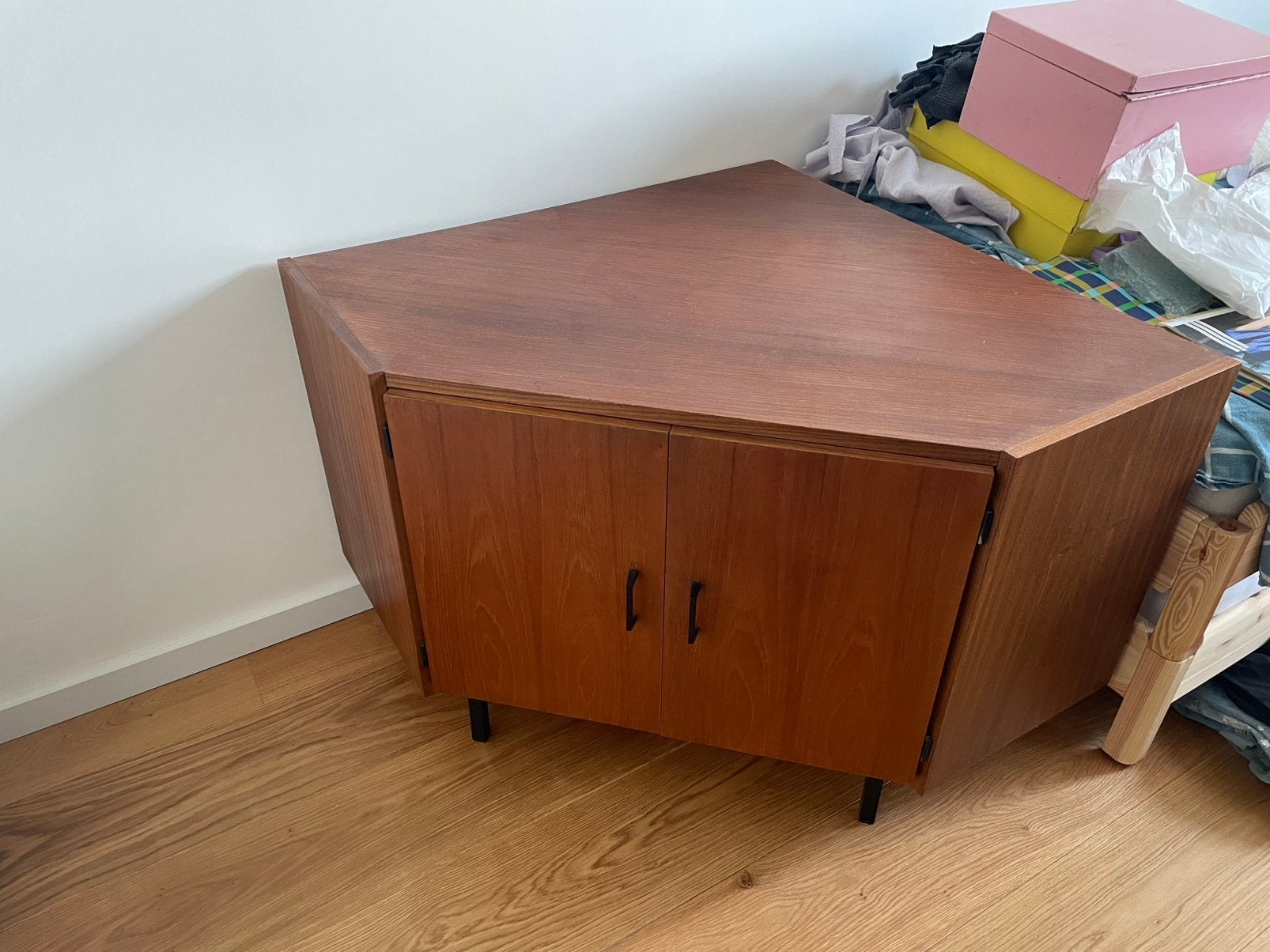 Vintage mid century teak (hoek) kast, Huis en Inrichting, Kasten | Dressoirs, Ophalen, Teakhout, 50 tot 100 cm, Zo goed als nieuw