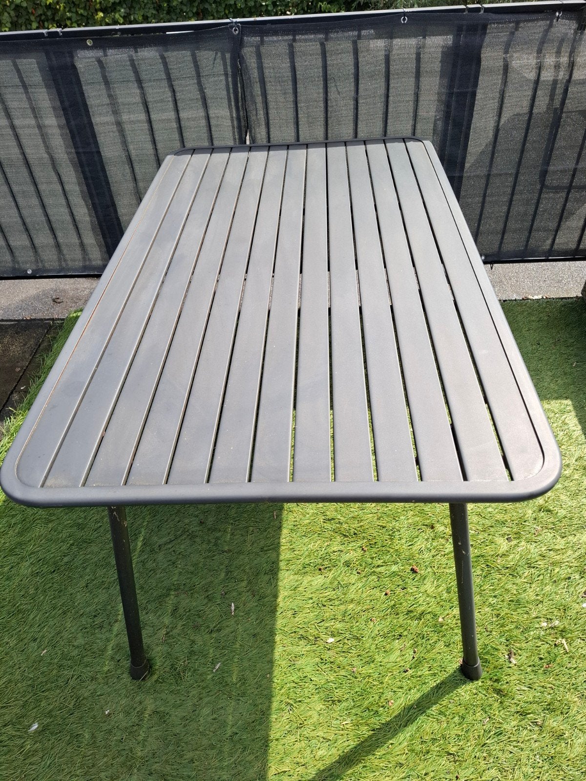 Tuintafel grijs., Ophalen, Gebruikt, Rechthoekig, Metaal