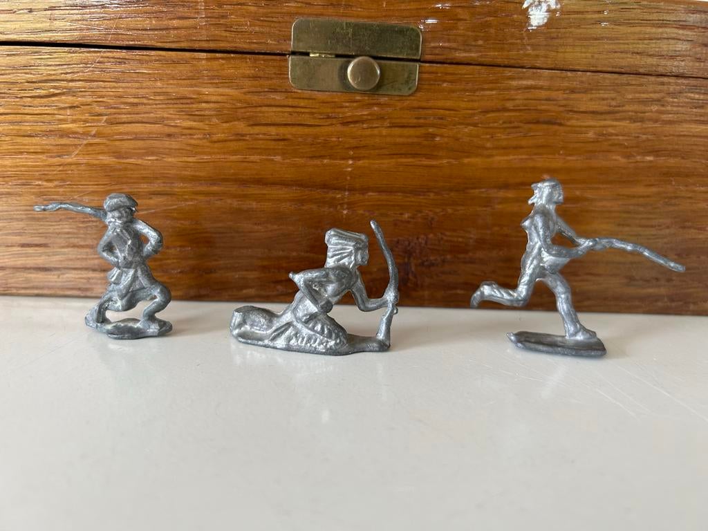 Set van 3 Tinnen Indianen Figuren - Vintage Speelgoed, Ophalen of Verzenden, Gebruikt