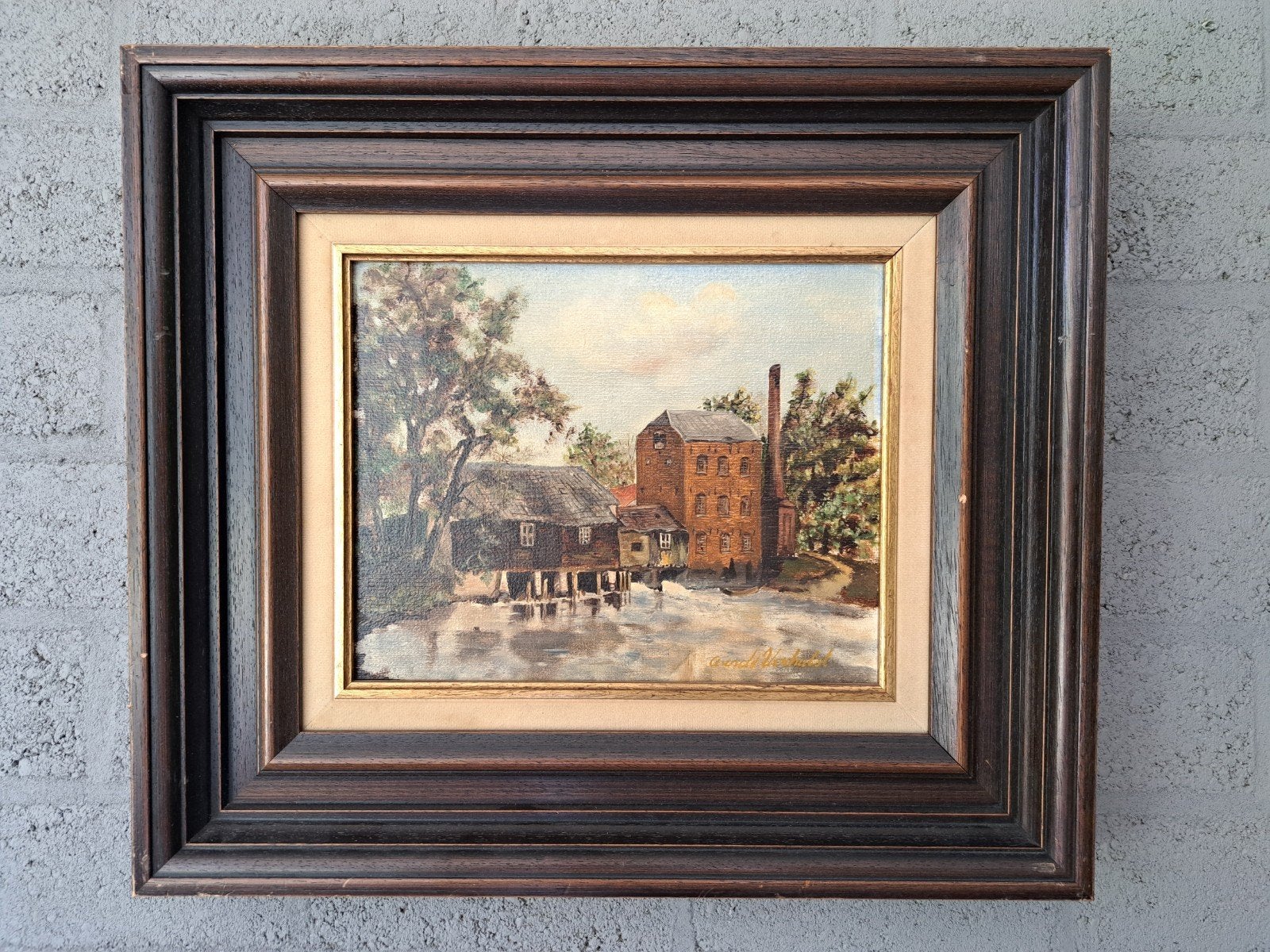 Olieverfschilderij van Arend Verhulst - Watermolen, Ophalen of Verzenden