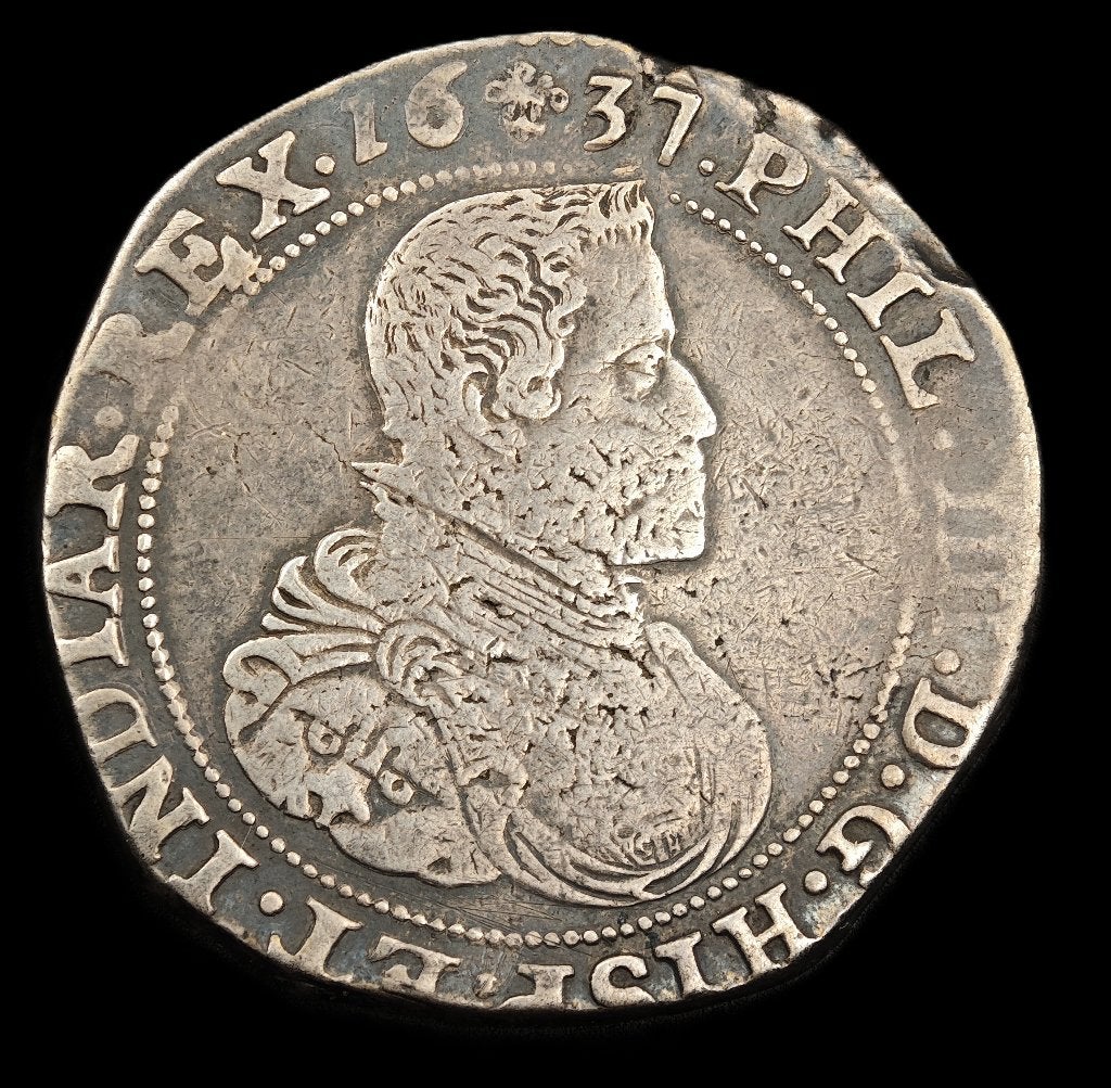 1637 Ducaton Brabant Phillips II, Vóór koninkrijk, Verzenden, Zilver, Overige waardes