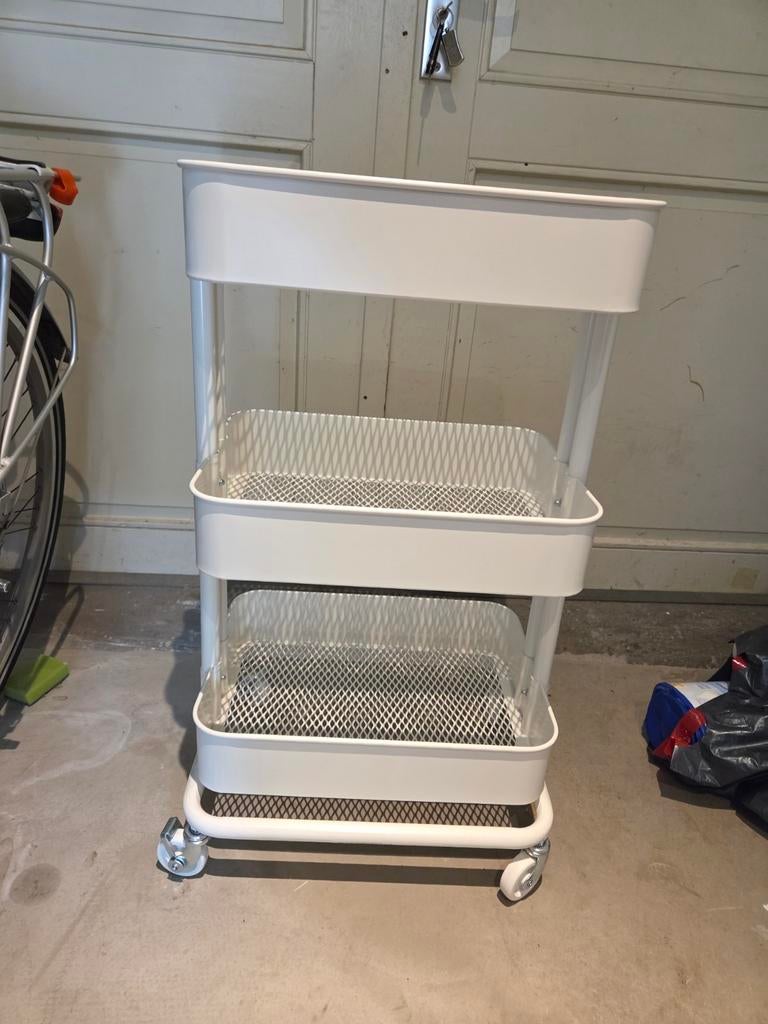 IKEA RÅSKOG Roltafel Wit - Handige Opberg trolley, Ophalen, Gebruikt, Wit, Metaal