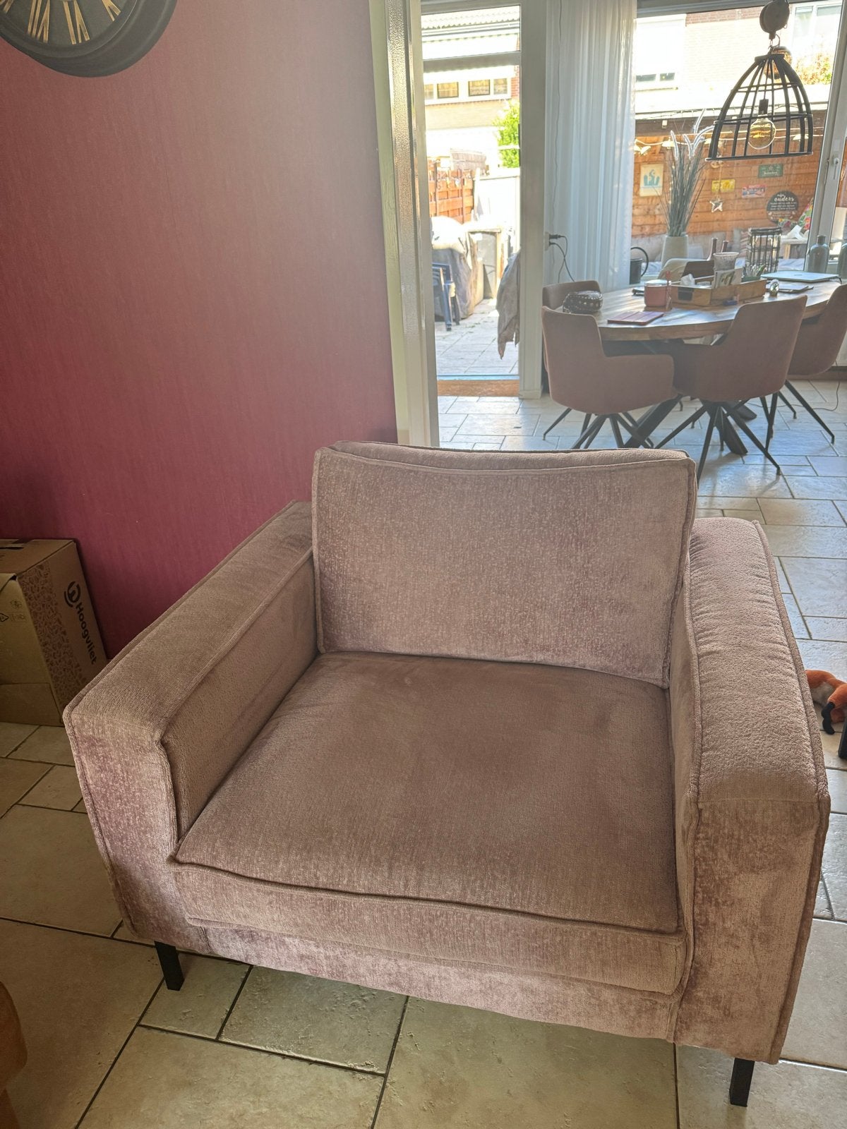 Comfortabele fauteuil - Zo goed als nieuw, oud roze van kleu, Ophalen, Zo goed als nieuw, Stof, 100 tot 125 cm