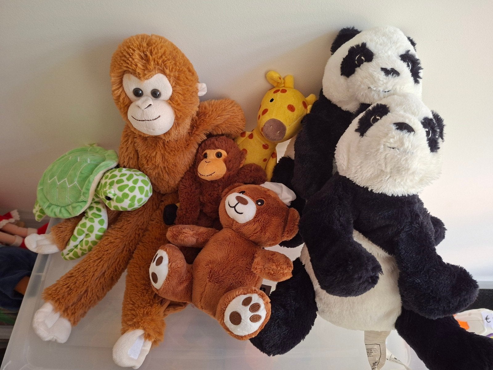 Diverse dieren knuffels - Panda, Aap, Schildpad, Giraf, Beer, Verzenden, Zo goed als nieuw, Meerkleurig, Aap