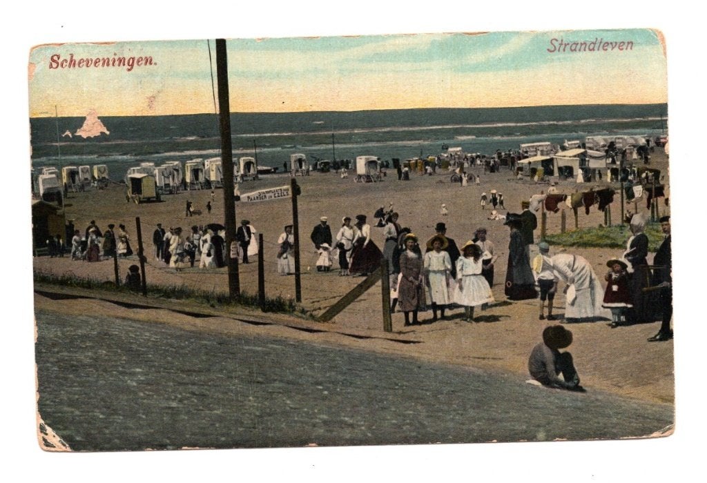 Oude Ansichtkaart Scheveningen Strandleven Gelopen 1911, Ophalen of Verzenden, Voor 1920, Gelopen, Zuid-Holland