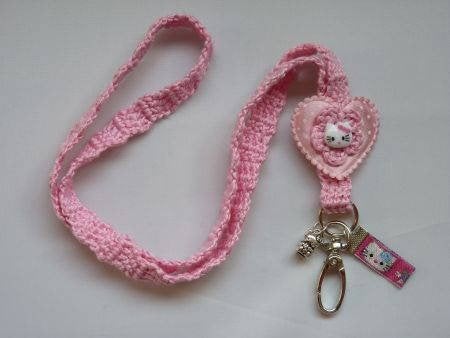 Gehaakt keycord Hello Kitty (lichtroze), Ophalen of Verzenden, Nieuw