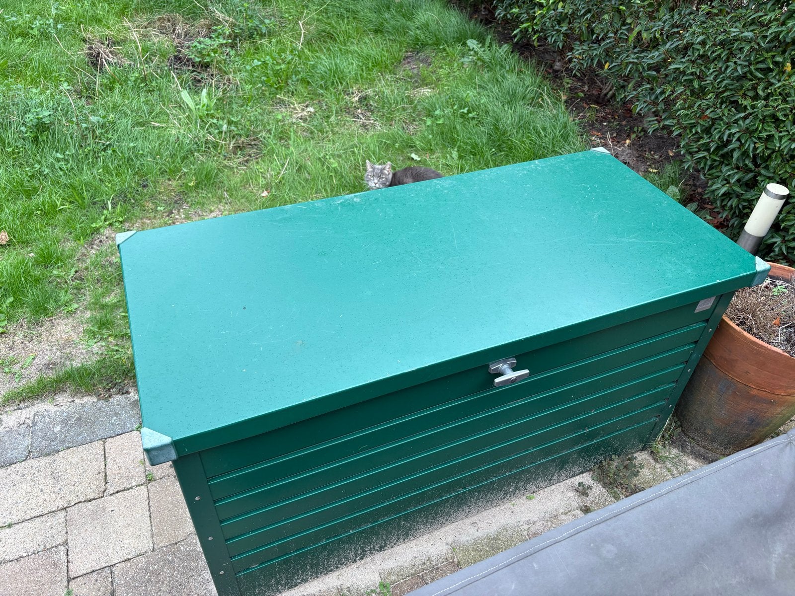 Groene metalen opbergbox voor buiten, Ophalen, Gebruikt, Metaal, Overige typen
