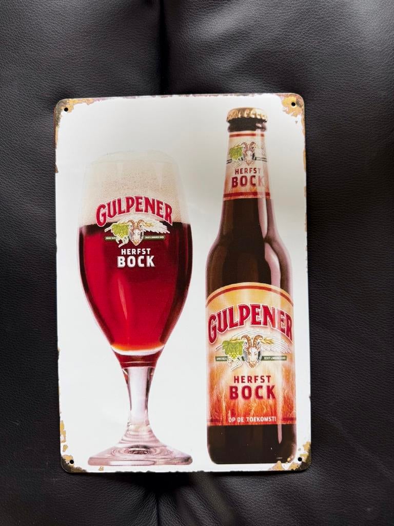 Gulpener Herfst Bock Reclamebord - Bier Decoratie 30 bij 20, Verzamelen, Merken en Reclamevoorwerpen, Ophalen of Verzenden, Gebruikt