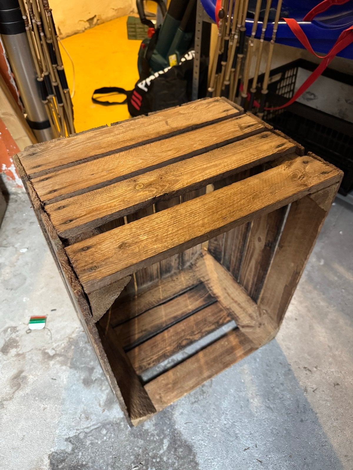 Drie Vintage Houten Krat - Decoratief en Praktisch, Ophalen, Gebruikt, 40 tot 60 cm, 50 tot 75 cm