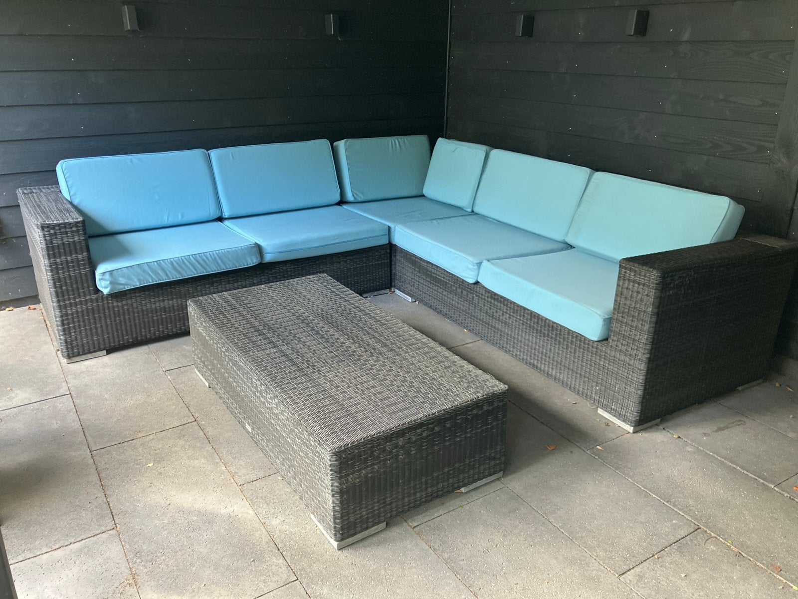 Celeste Outdoorset met afritsbare kussens en tafel, Tuin en Terras, Tuinsets en Loungesets, Ophalen, Gebruikt, Meer dan 8 zitplaatsen