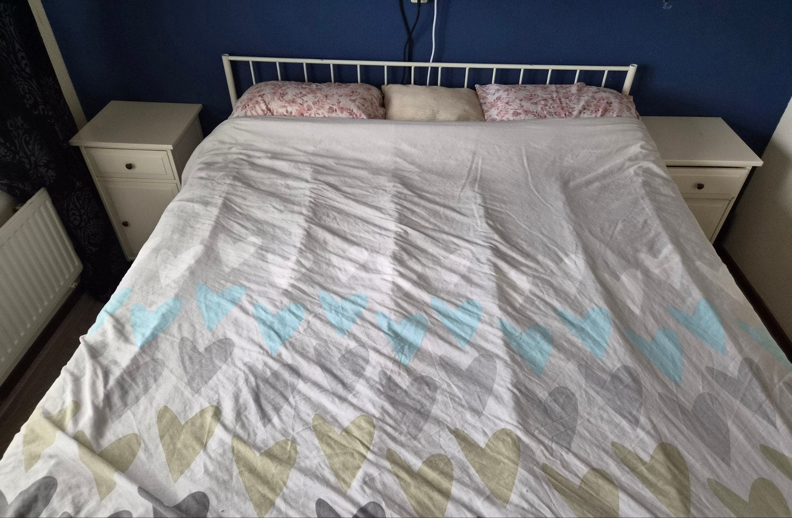 Metalen bed 160x200, Ophalen, Wit, Tweepersoons, 200 cm