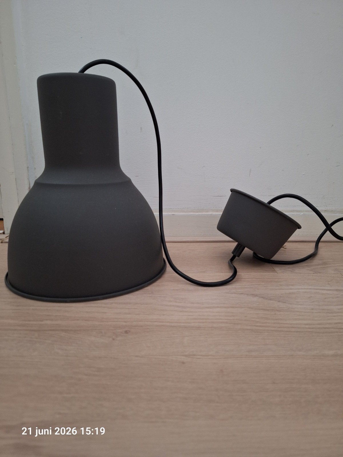 2x IKEA Hektar hanglampen - donkergrijs, Ophalen, Gebruikt, Metaal, Industrieel, Modern