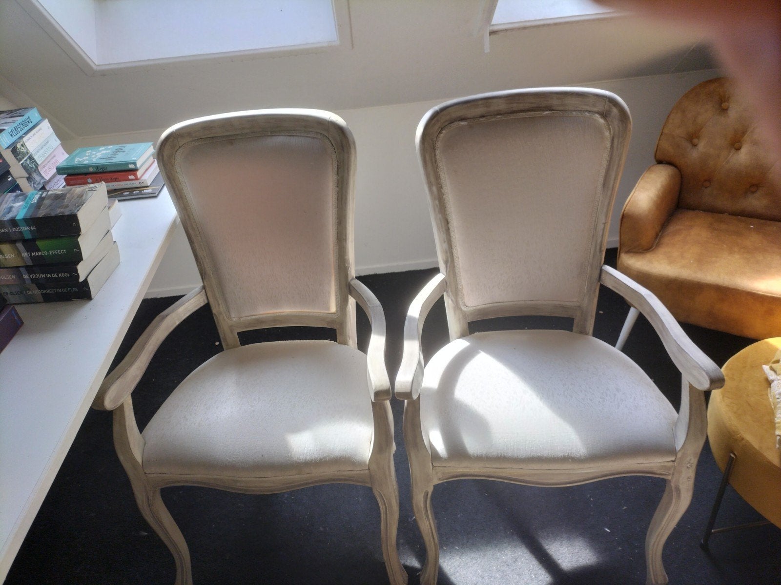 brocante stoeltjes, Ophalen, Gebruikt, Wit, Twee