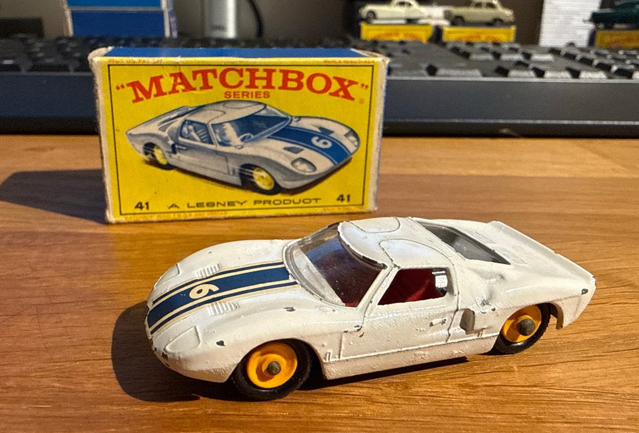 Matchbox lesney 41 Ford GT - met originele box, Hobby en Vrije tijd, Verzenden, Gebruikt, Auto