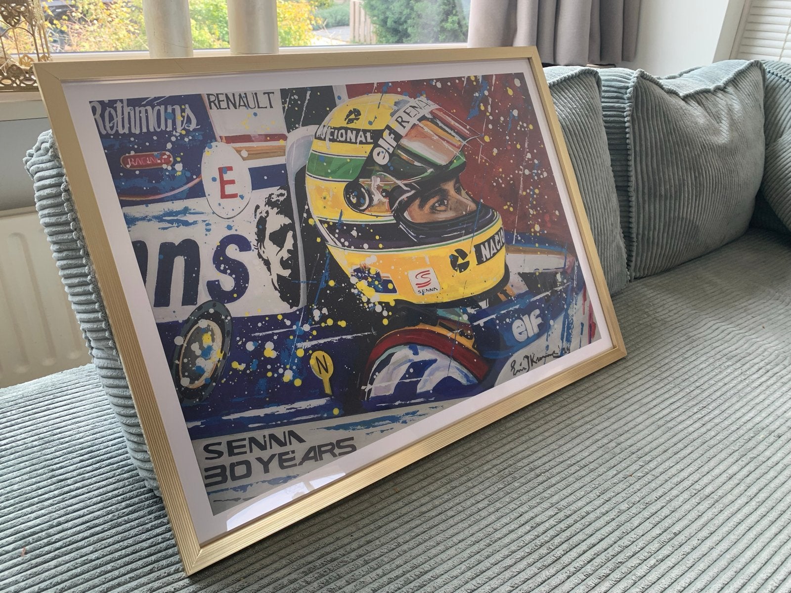 Ayrton Senna F1 Racing Gesigneerd eric jan kremer origineel, Antiek en Kunst, Voertuigen, Papier/karton, Ophalen of Verzenden
