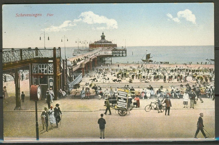Scheveningen 1906 Oude Pier Foto/Ansichtkaart b-3c jdu, Ophalen of Verzenden, Voor 1920, Ongelopen, Zuid-Holland