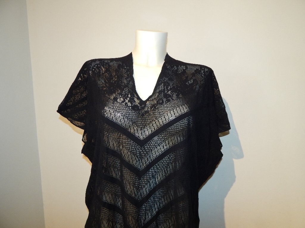 Pain de Sucre stretch poncho kant look franjes onderkant One, Verzenden, Zwart, Maat 42/44 (L), Pain de sucre